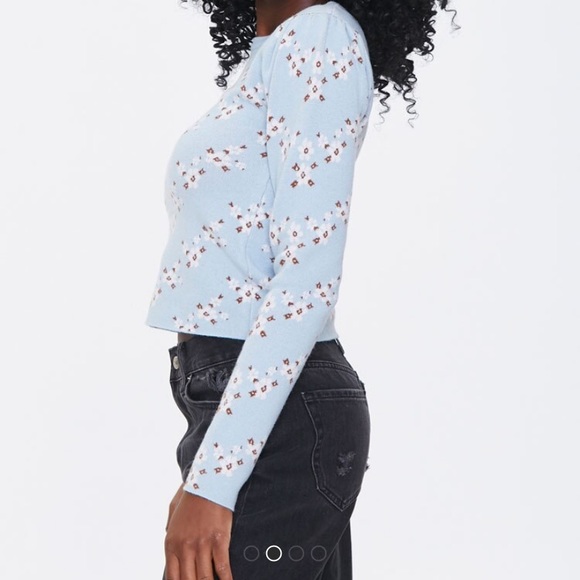 Floral Crop Sweater Top - Picture 2 of 2